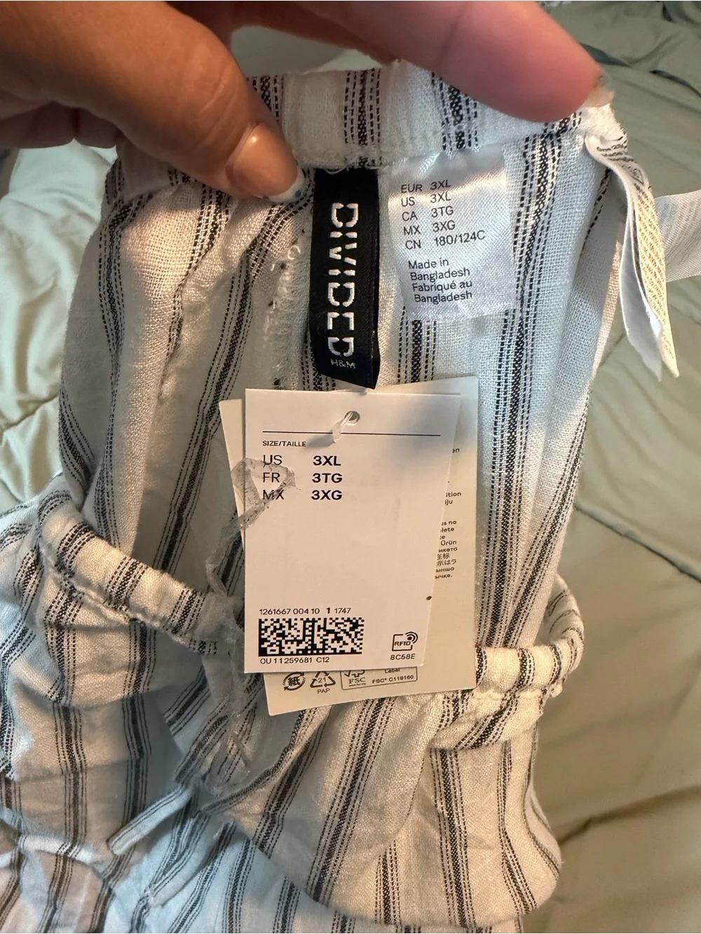 Lightweight White Striped Linen Pants